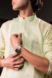 Pista Green Silk embroidered Kurta.