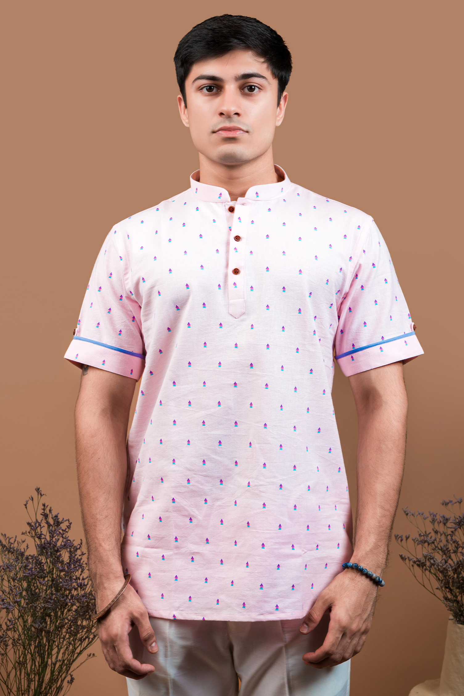 The baby pink shirt kurta.