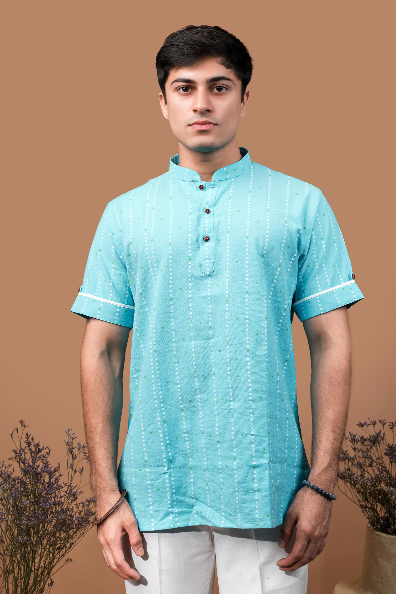 The light blue shirt kurta.