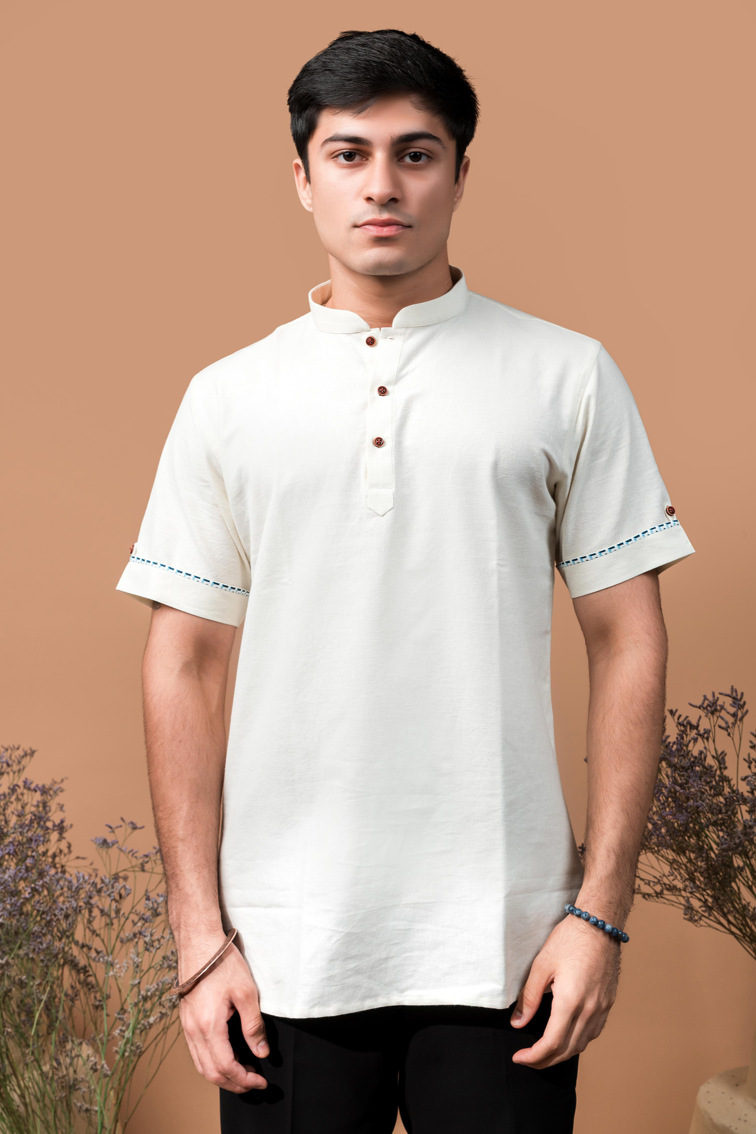 The cream shirt kurta.