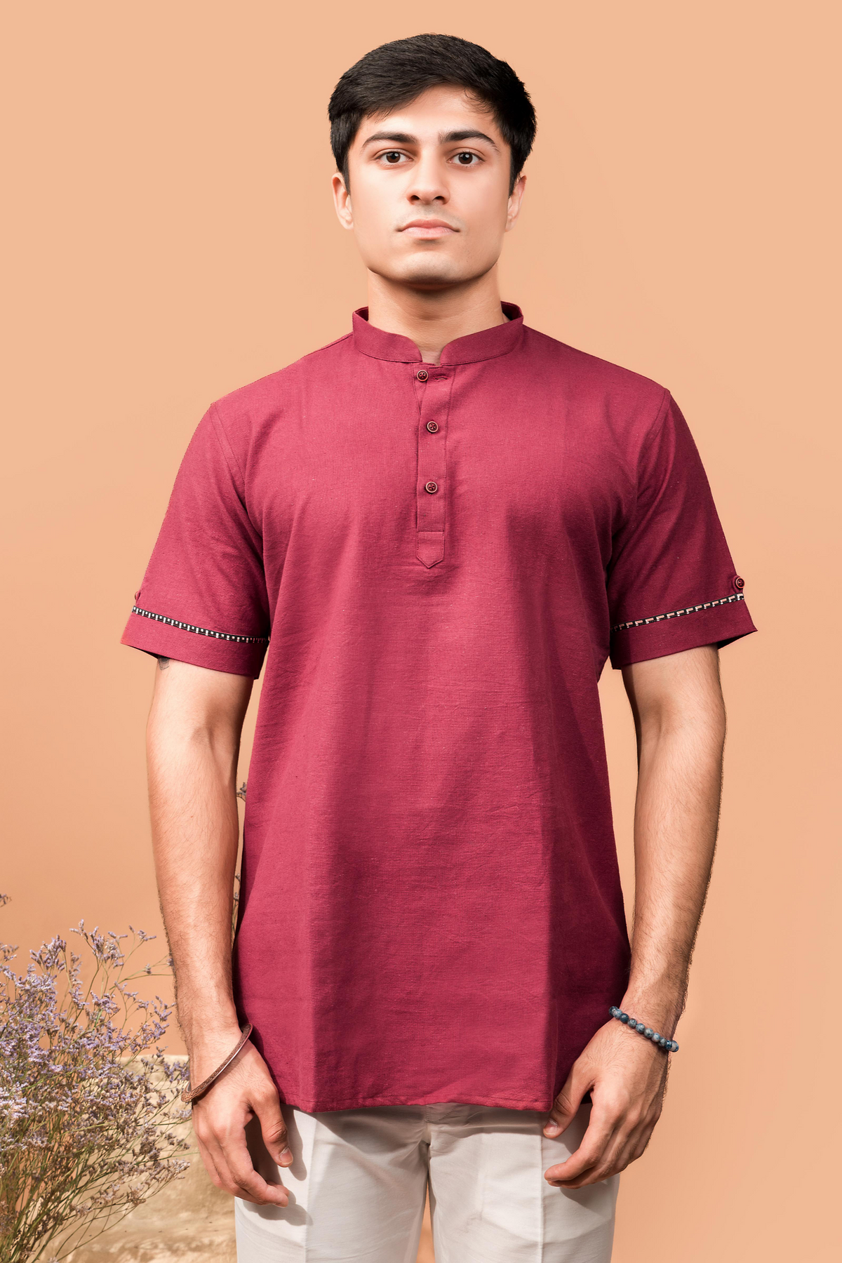 The deep red shirt kurta