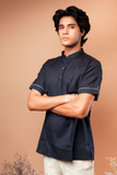 The navy blue shirt kurta.